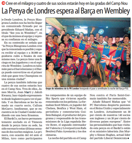 La Penya de Londres espera al Barça en Wembley