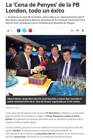 Penya Blaugrana London in Mundo Deportivo