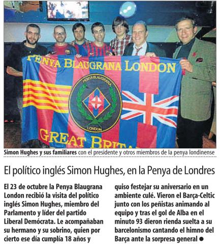 Simon Hughes and family with Penya Blaugrana London