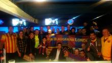 Penya Blaugrana London celebrates Champions League win against Arsenal