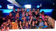 Penya Blaugrana London celebrating a fantastic Champions League victory against Bayer Munich